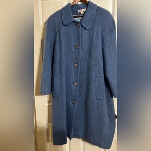 Vintage Blue Appleseeds mid-length coat wool, mohair, nylon. Great condition